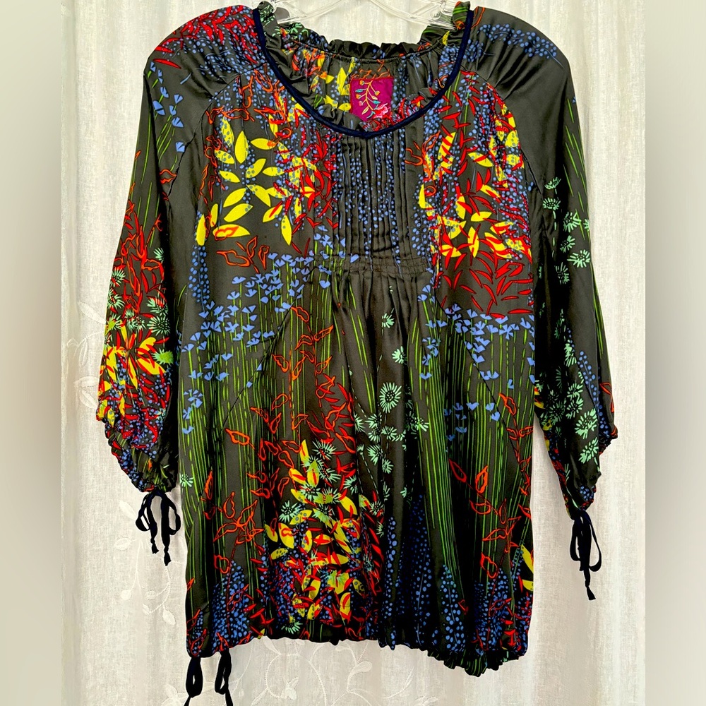 Johnny Was Multicolor Floral Blouse